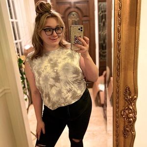 Joy lab beige tie dye cropped tank